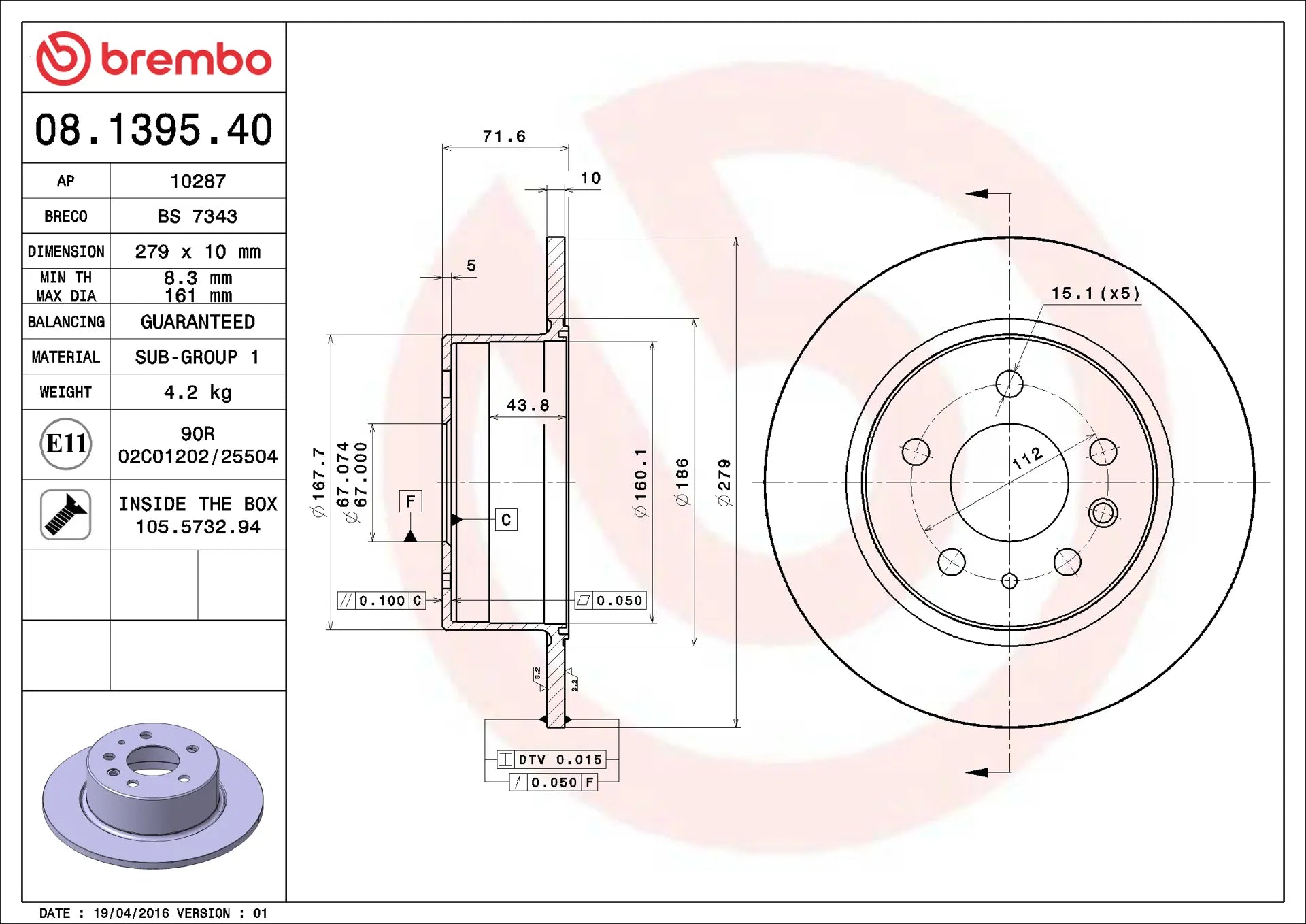 Brake Disc 08.1630.10