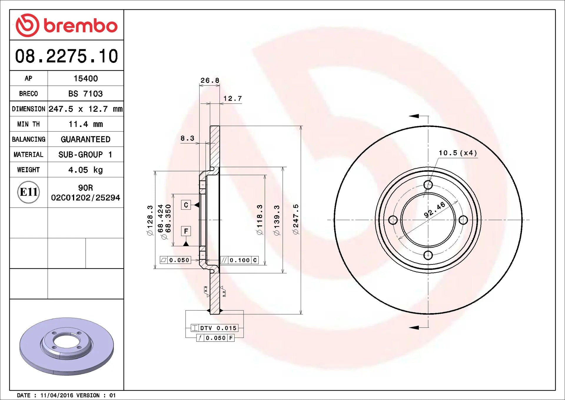 Brake Disc 08.2275.10