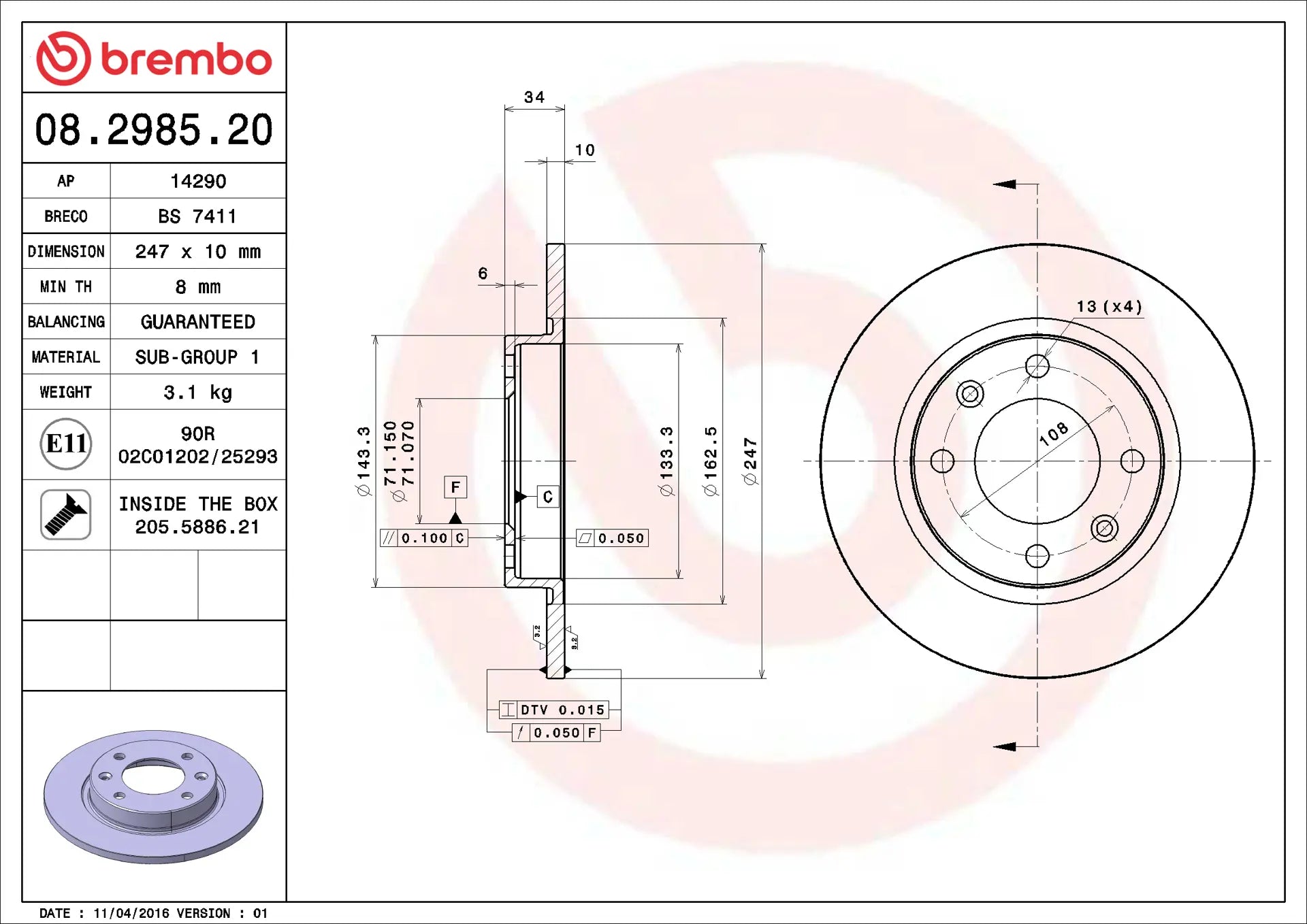 Brake Disc 08.2985.20