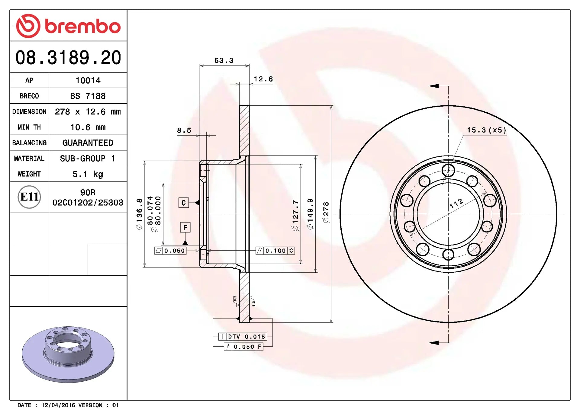 Brake Disc 08.3189.20
