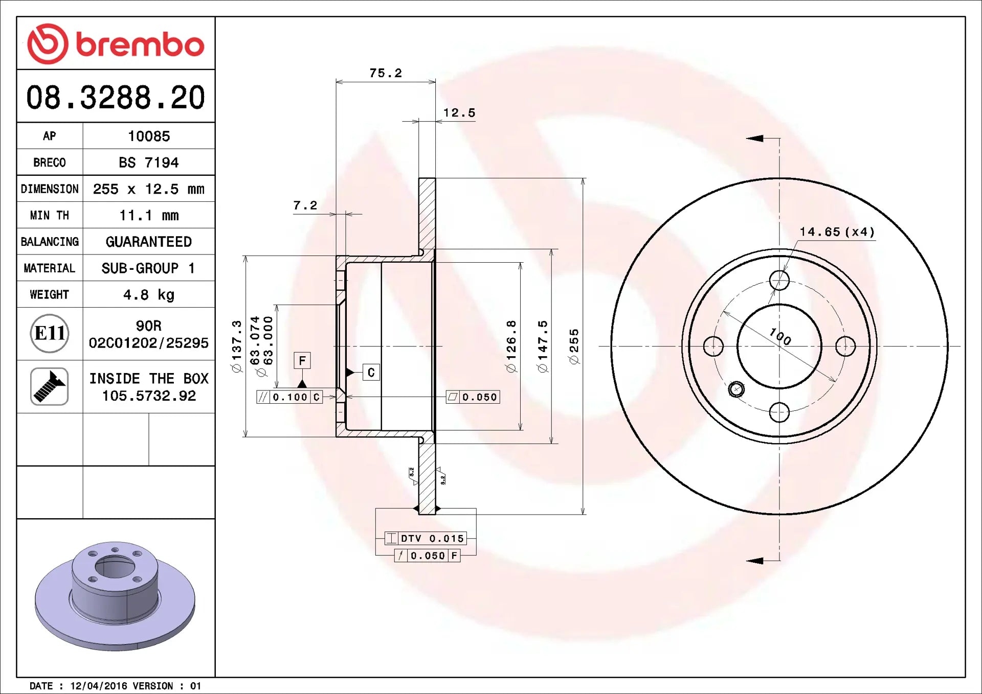 Brake Disc 08.3288.20
