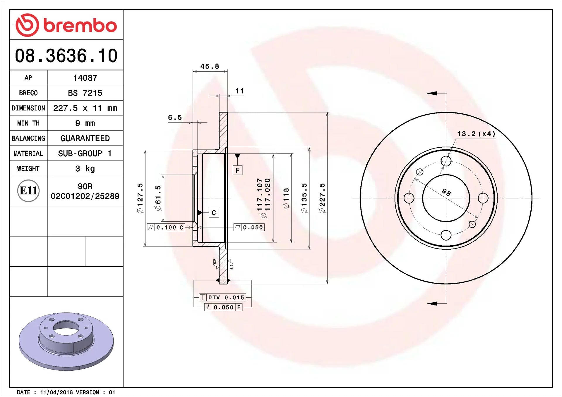 Brake Disc 08.3636.10