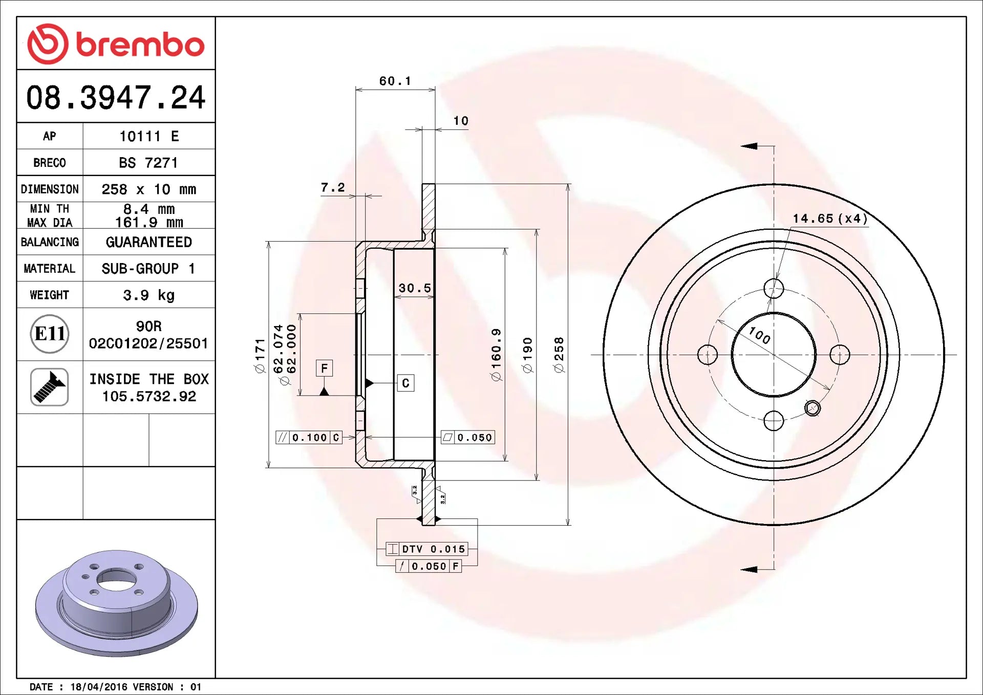 Brake Disc 08.3947.24