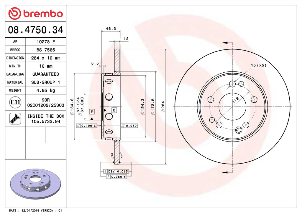Brake Disc 08.4750.34