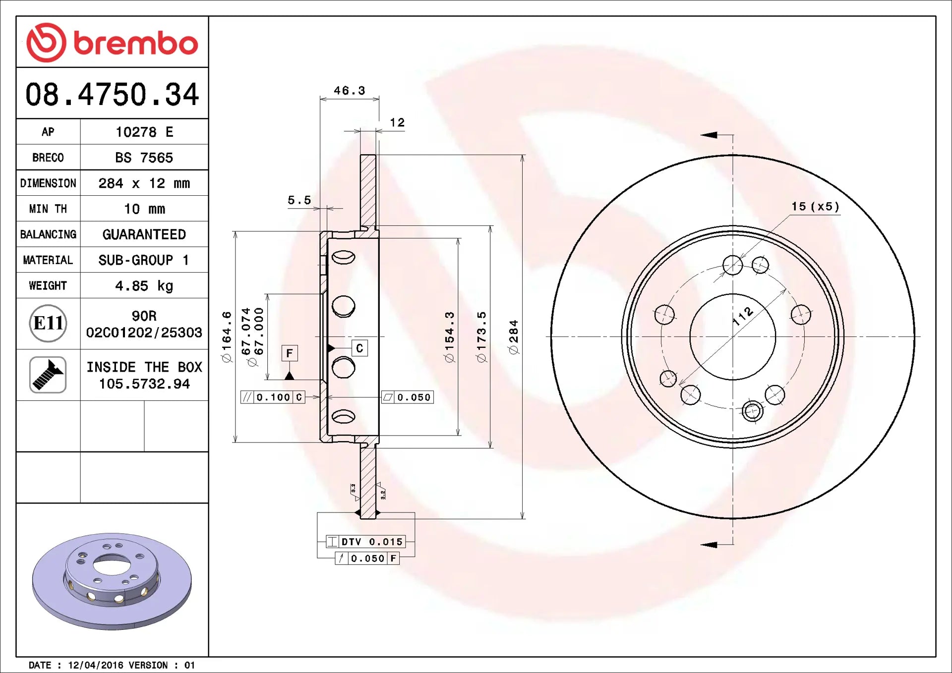 Brake Disc 08.4750.34