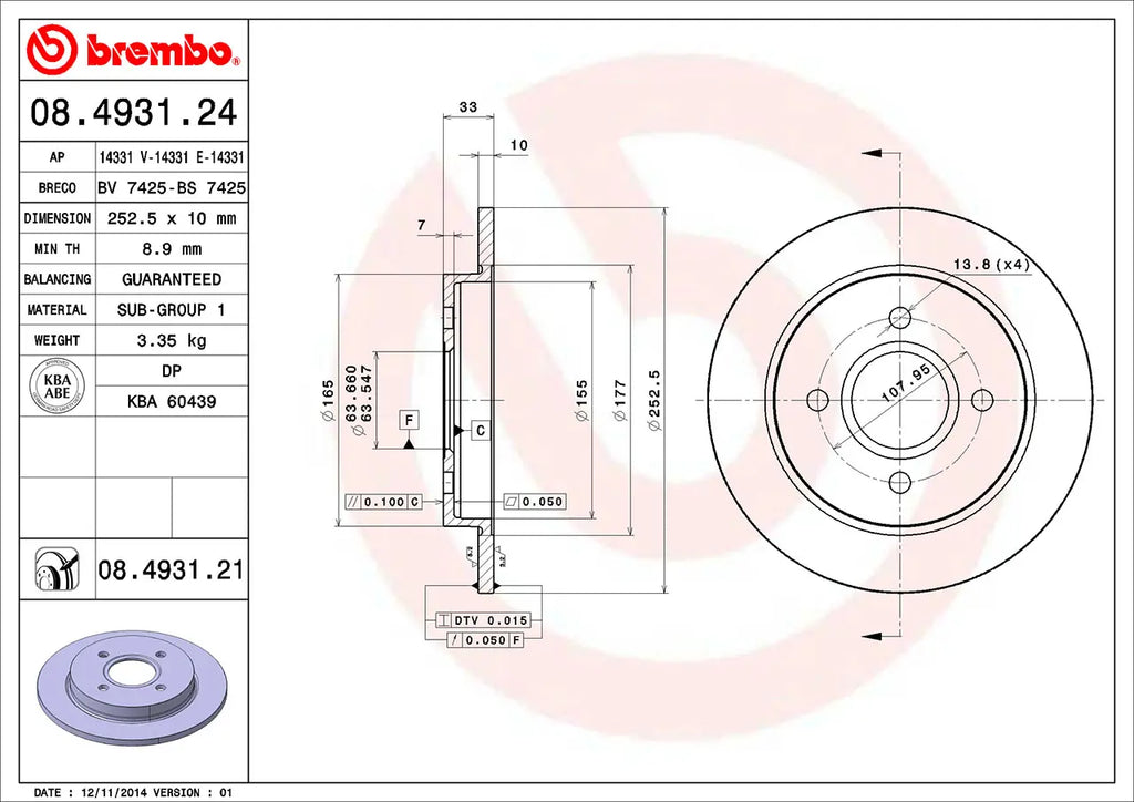 Brake Disc 08.4931.21