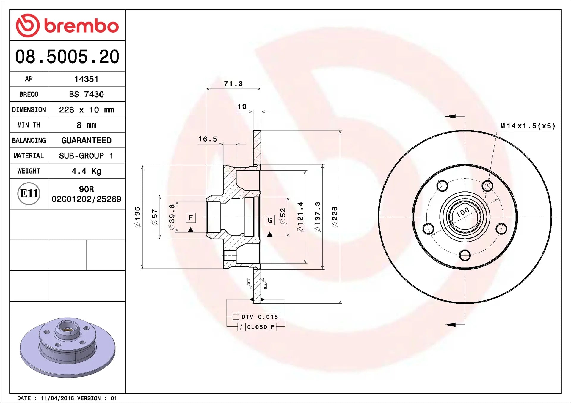 Brake Disc 08.5005.20
