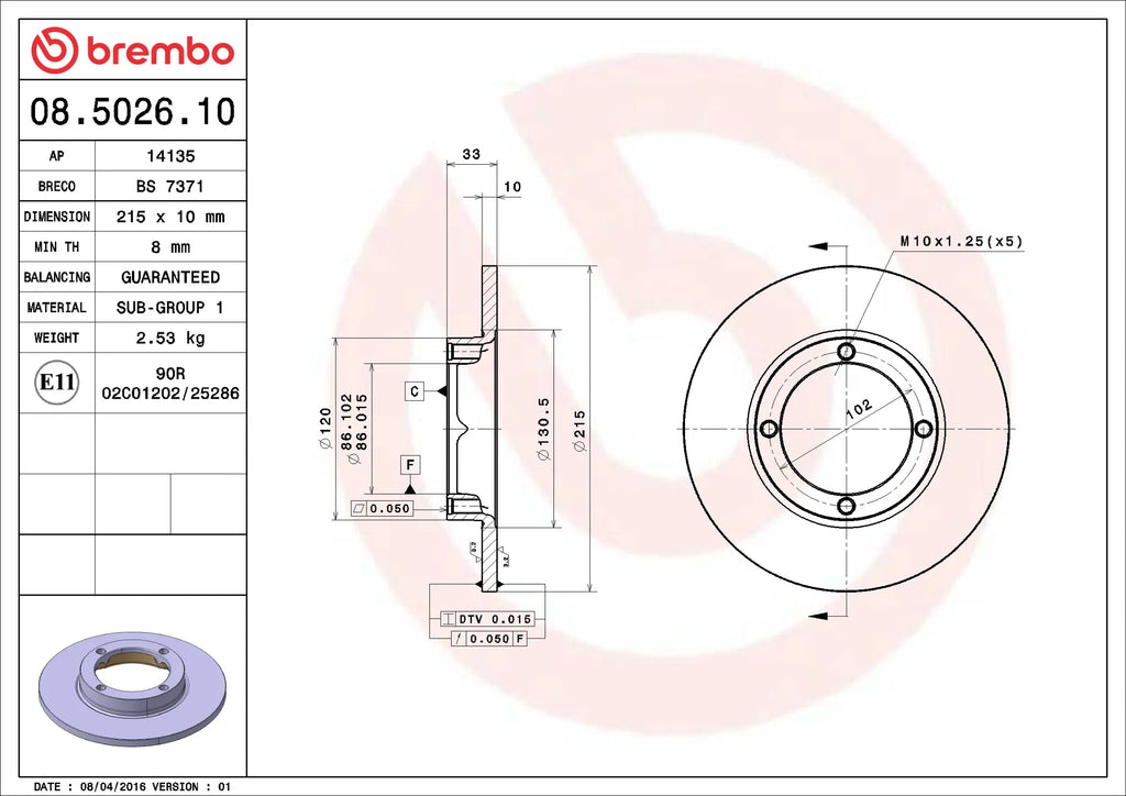 Brake Disc 08.5026.10