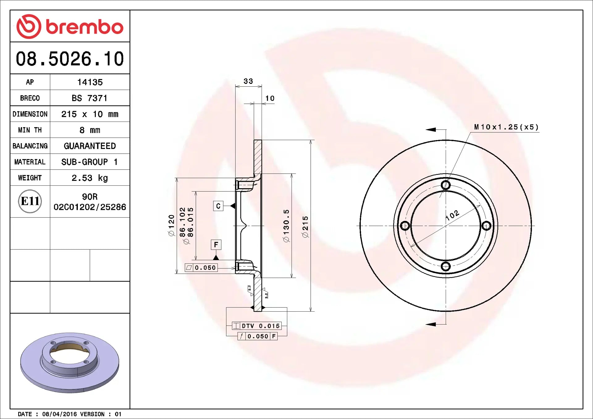 Brake Disc 08.5026.10