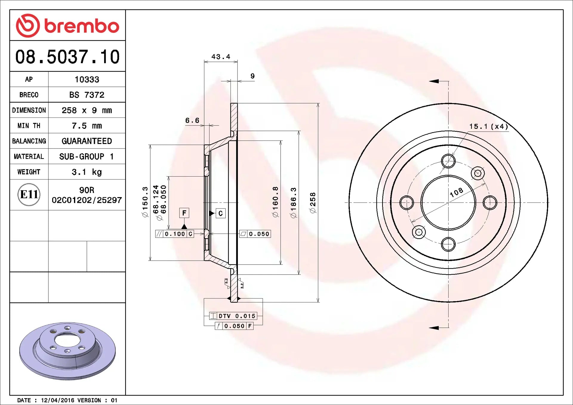 Brake Disc 08.5037.10