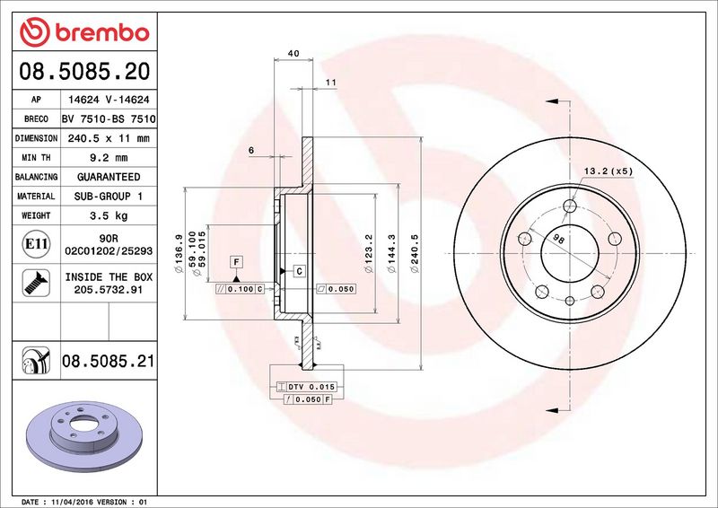 Brake Disc 08.5085.21