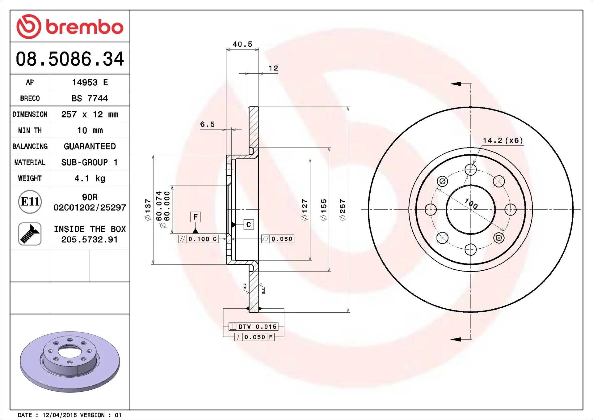 Brake Disc 08.5086.34