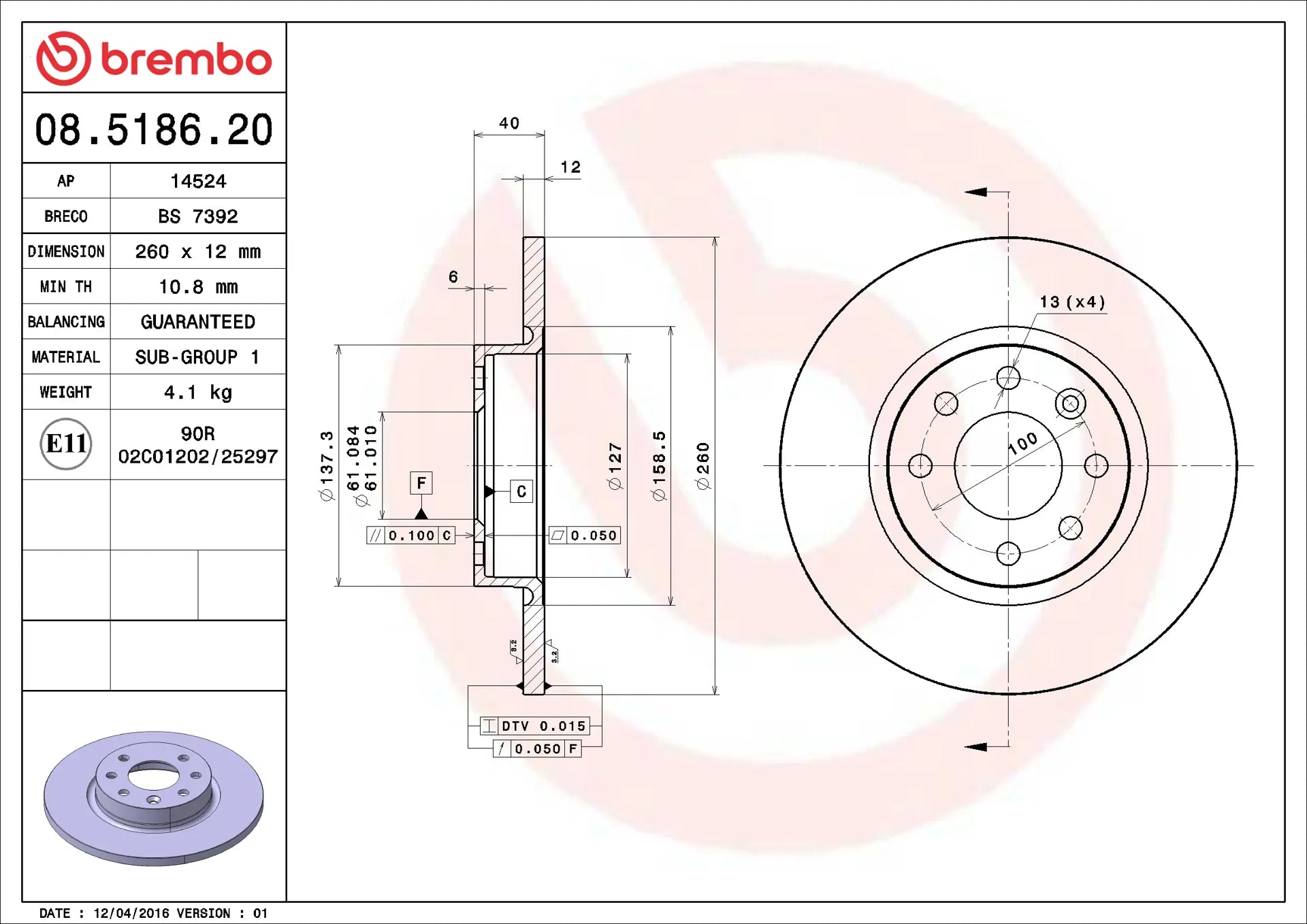 Brake Disc 08.5186.20