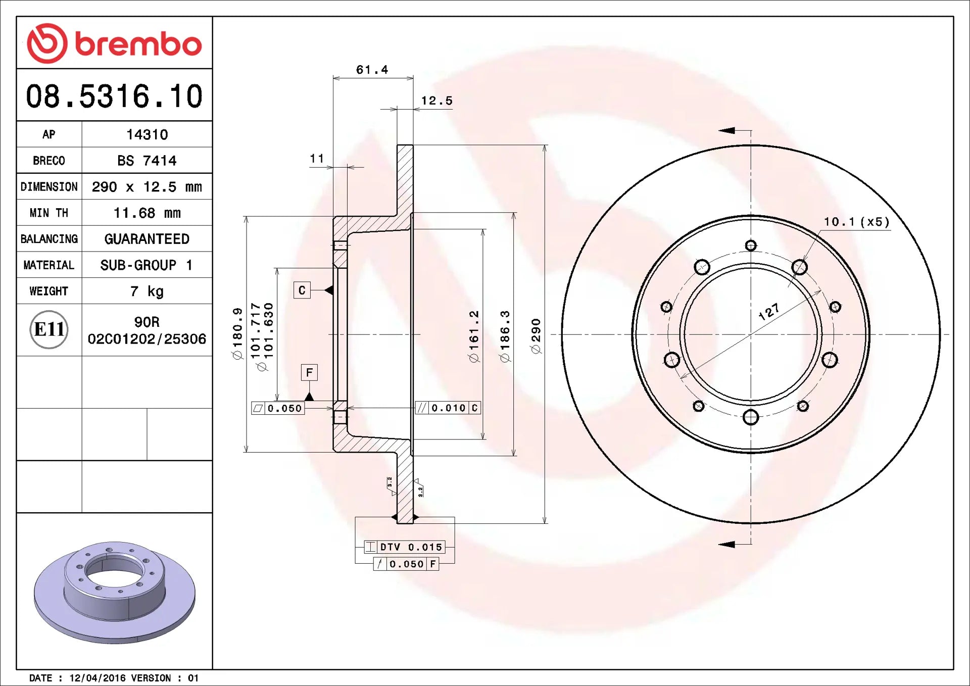 Brake Disc 08.5316.10