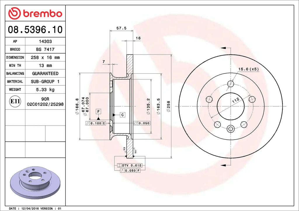 Brake Disc 08.5396.10
