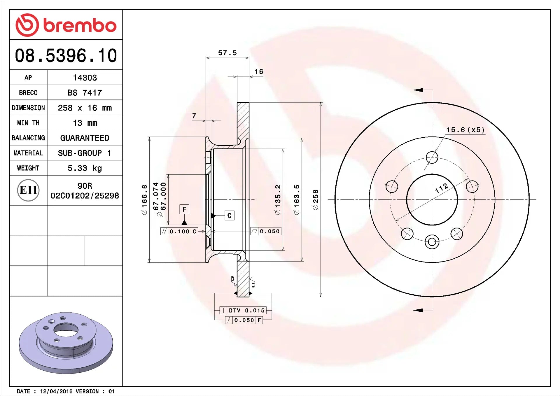 Brake Disc 08.5396.10