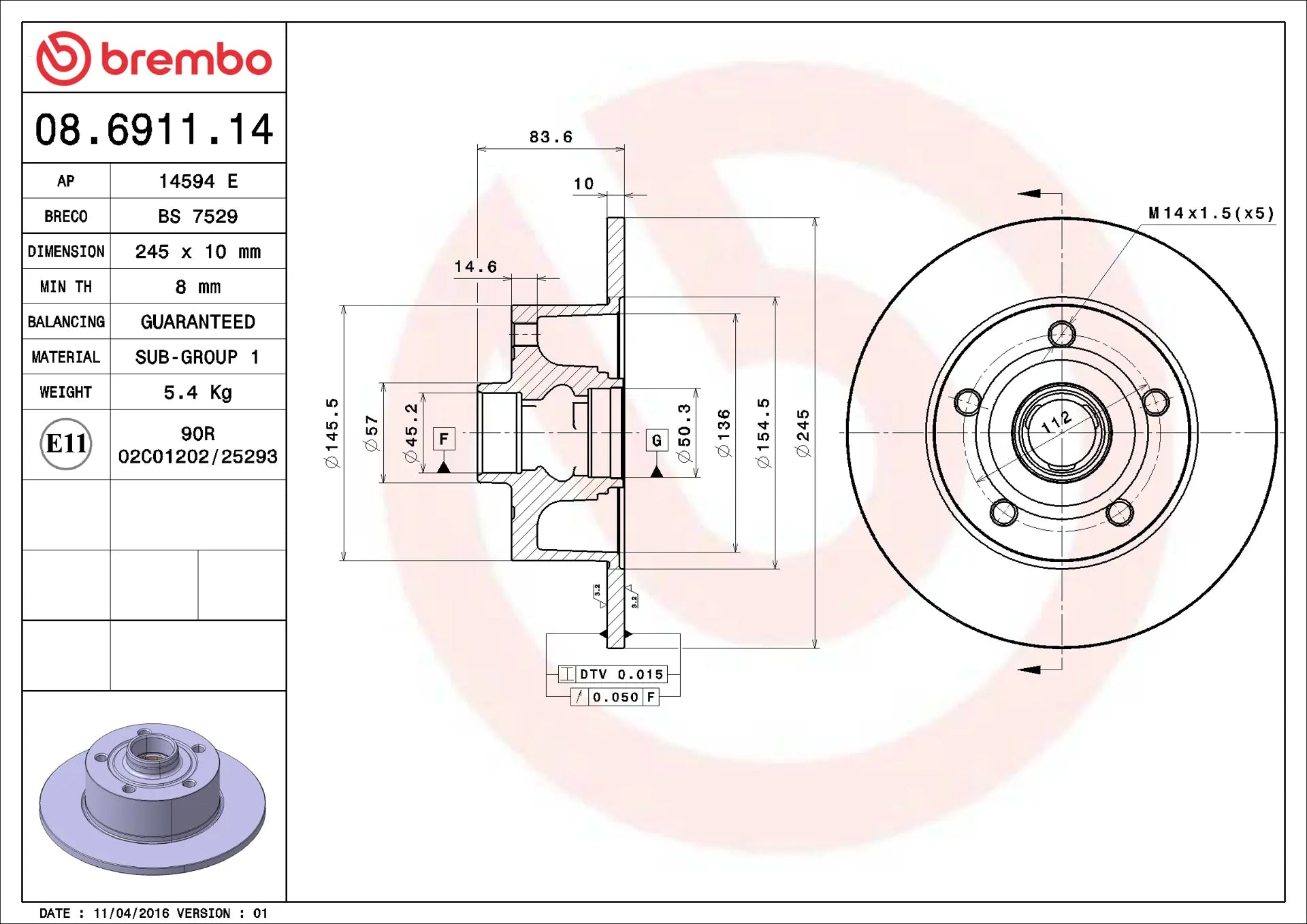 Brake Disc 08.6911.14