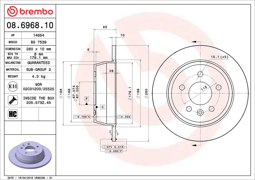 Brake Disc 08.6968.10