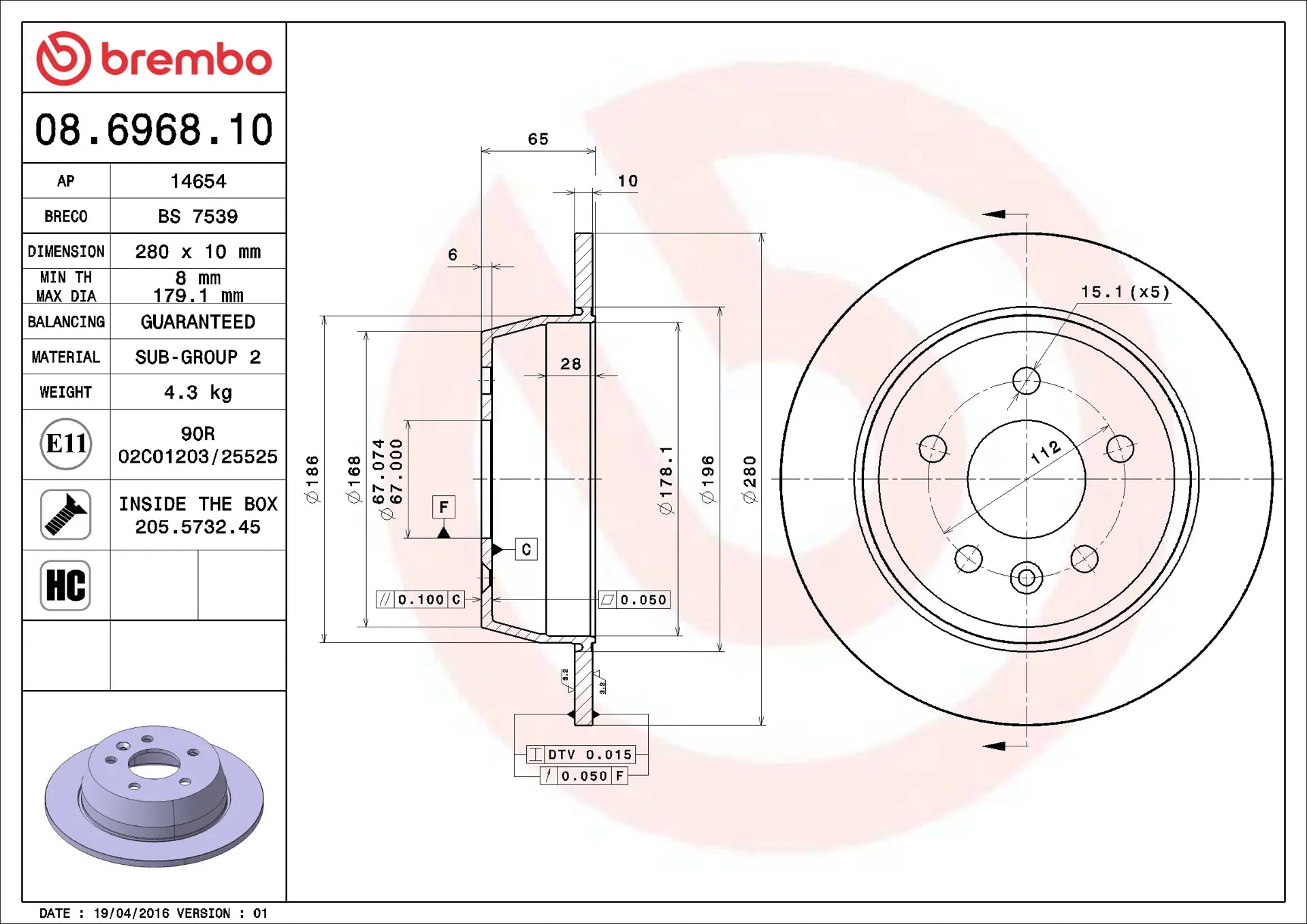 Brake Disc 08.6968.10
