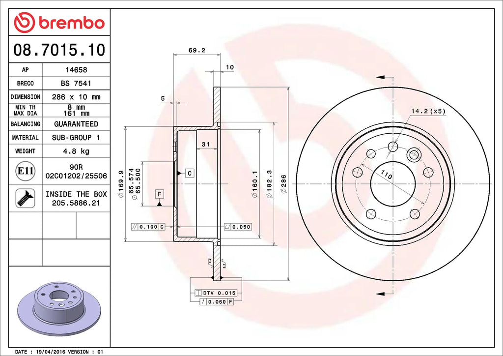 Brake Disc 08.7015.10
