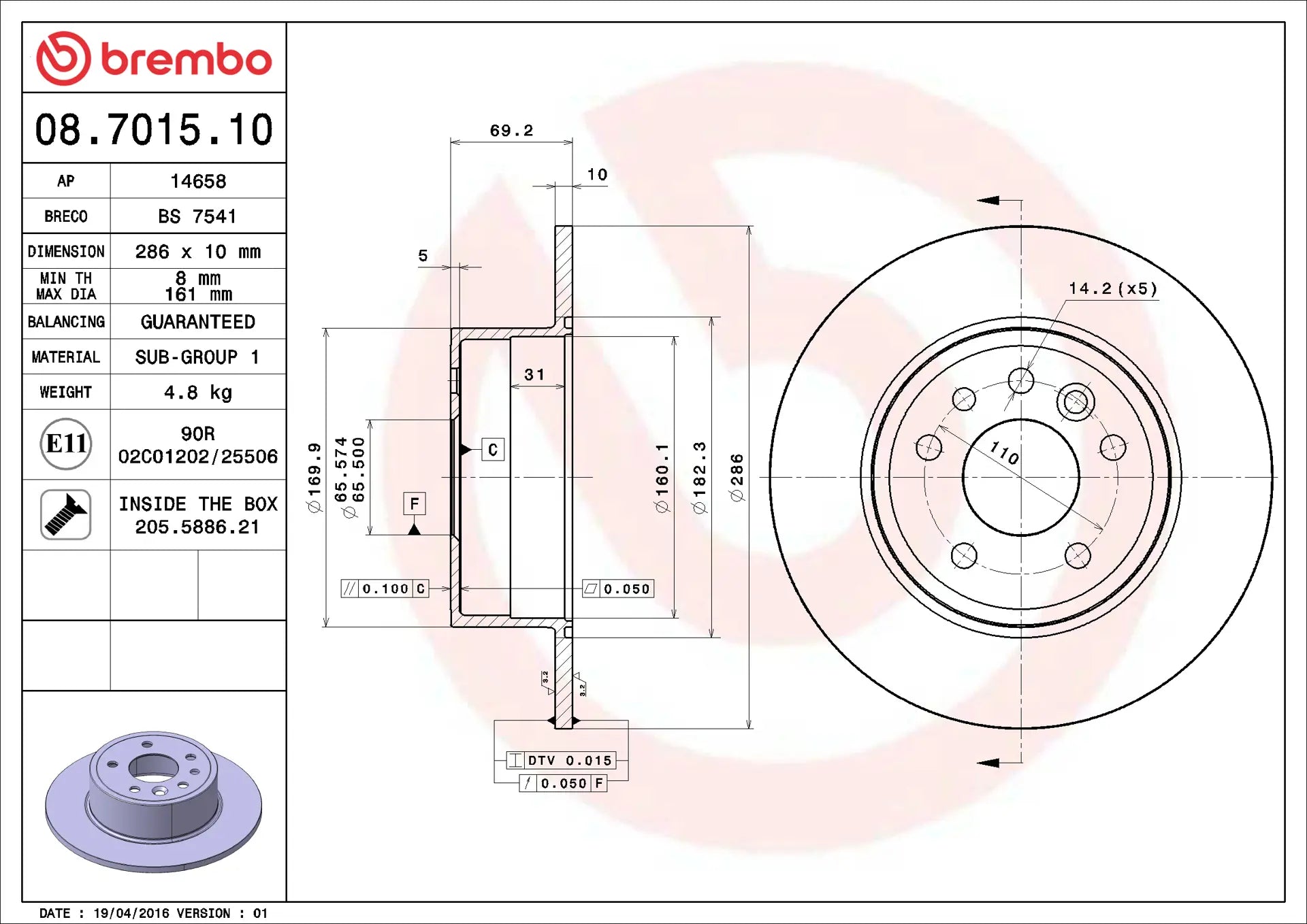 Brake Disc 08.7015.10