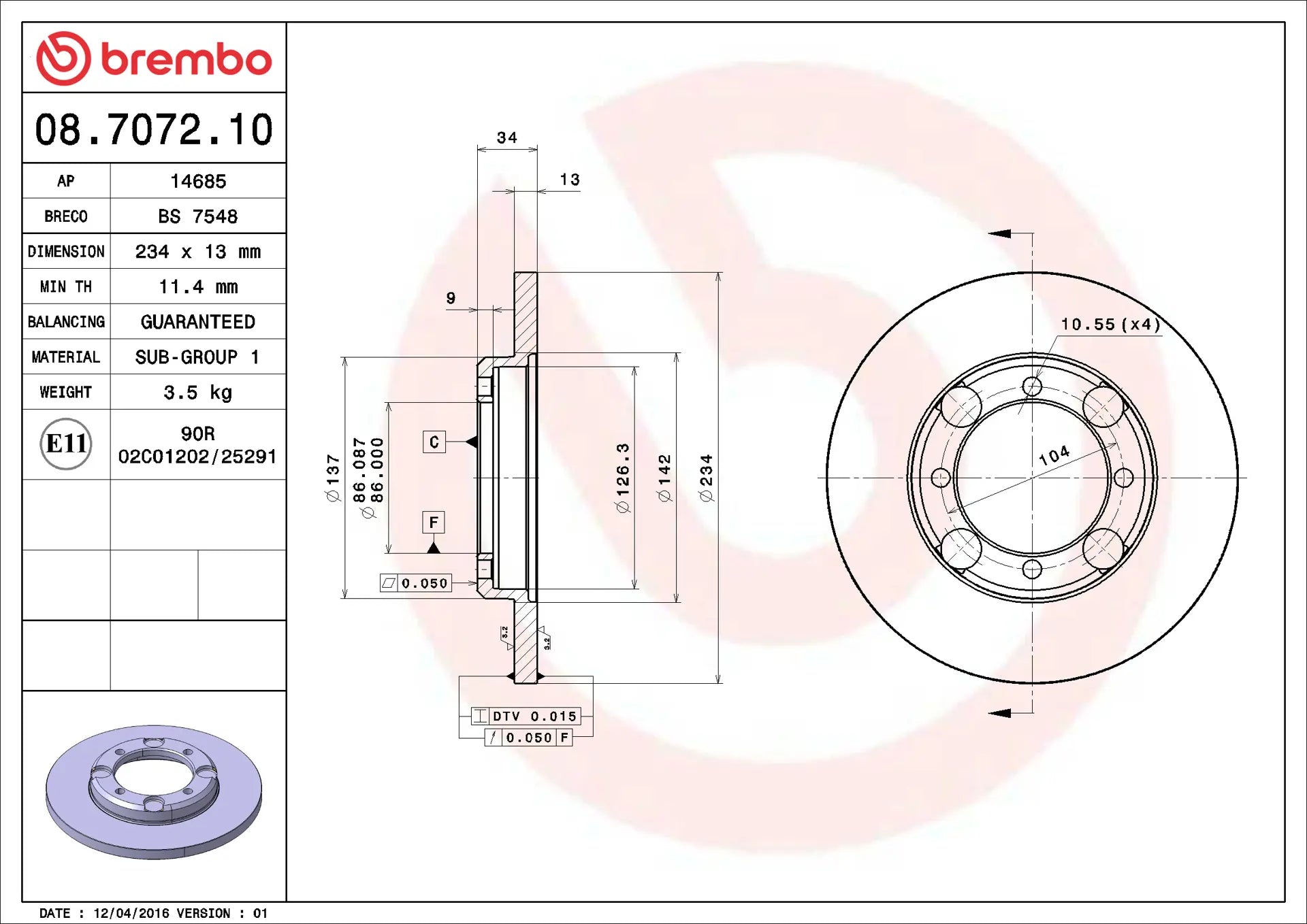 Brake Disc 08.7072.10