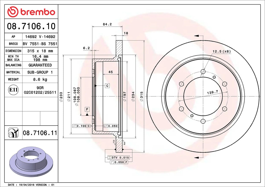 Brake Disc 08.7106.10