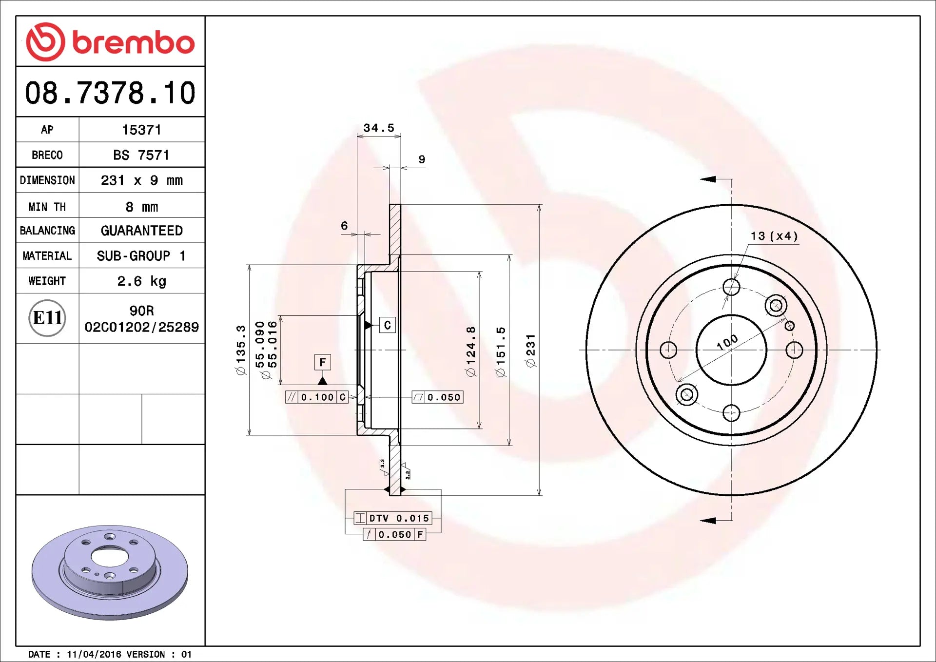 Brake Disc 08.7378.10