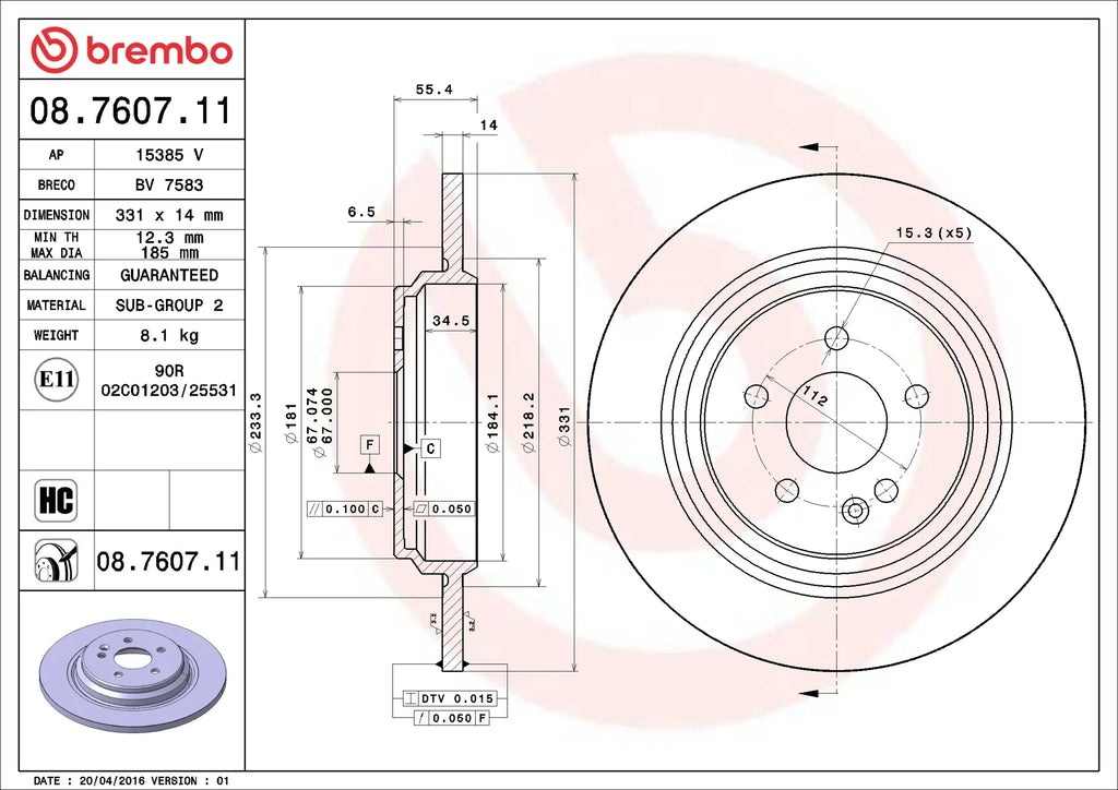 Brake Disc 08.7607.11