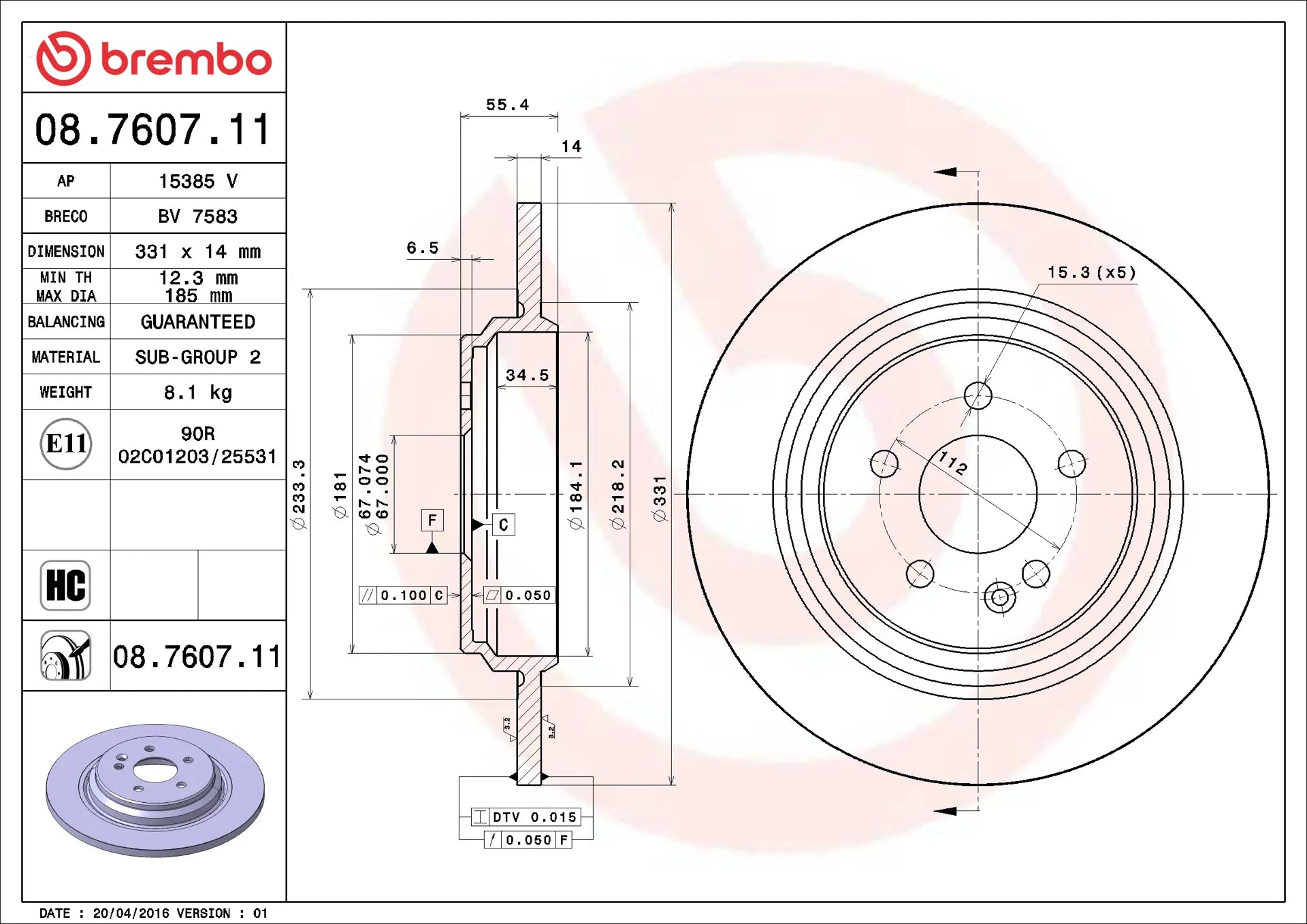 Brake Disc 08.7607.11