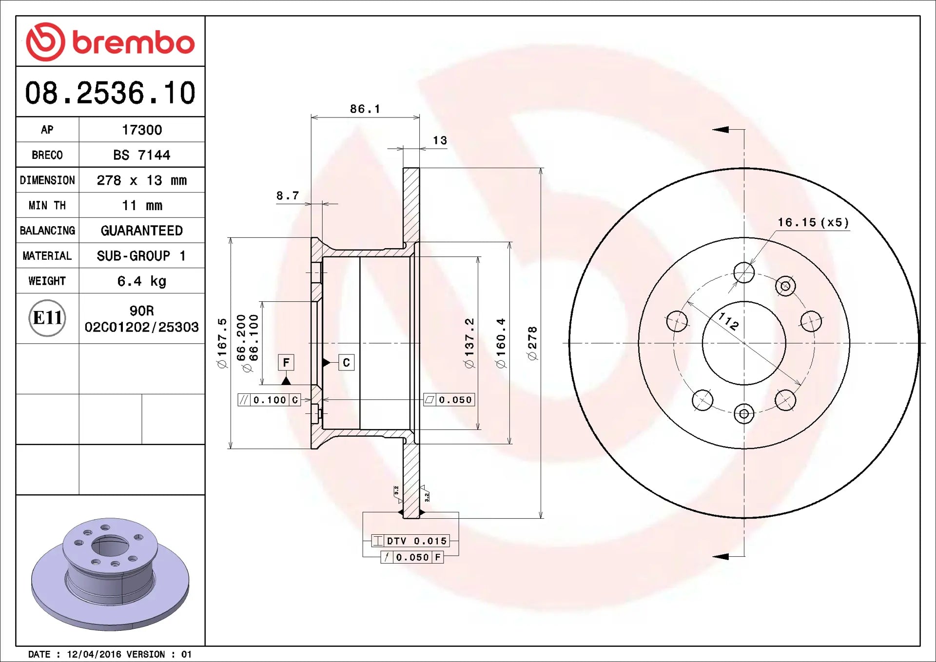 Brake Disc 08.2536.10