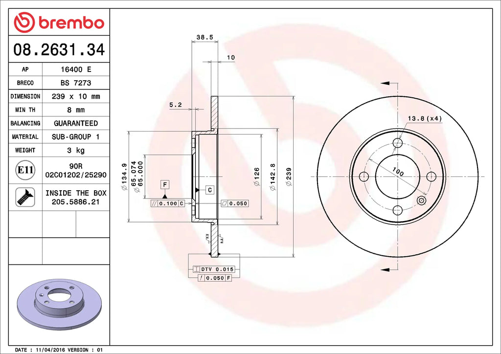 Brake Disc 08.2631.30