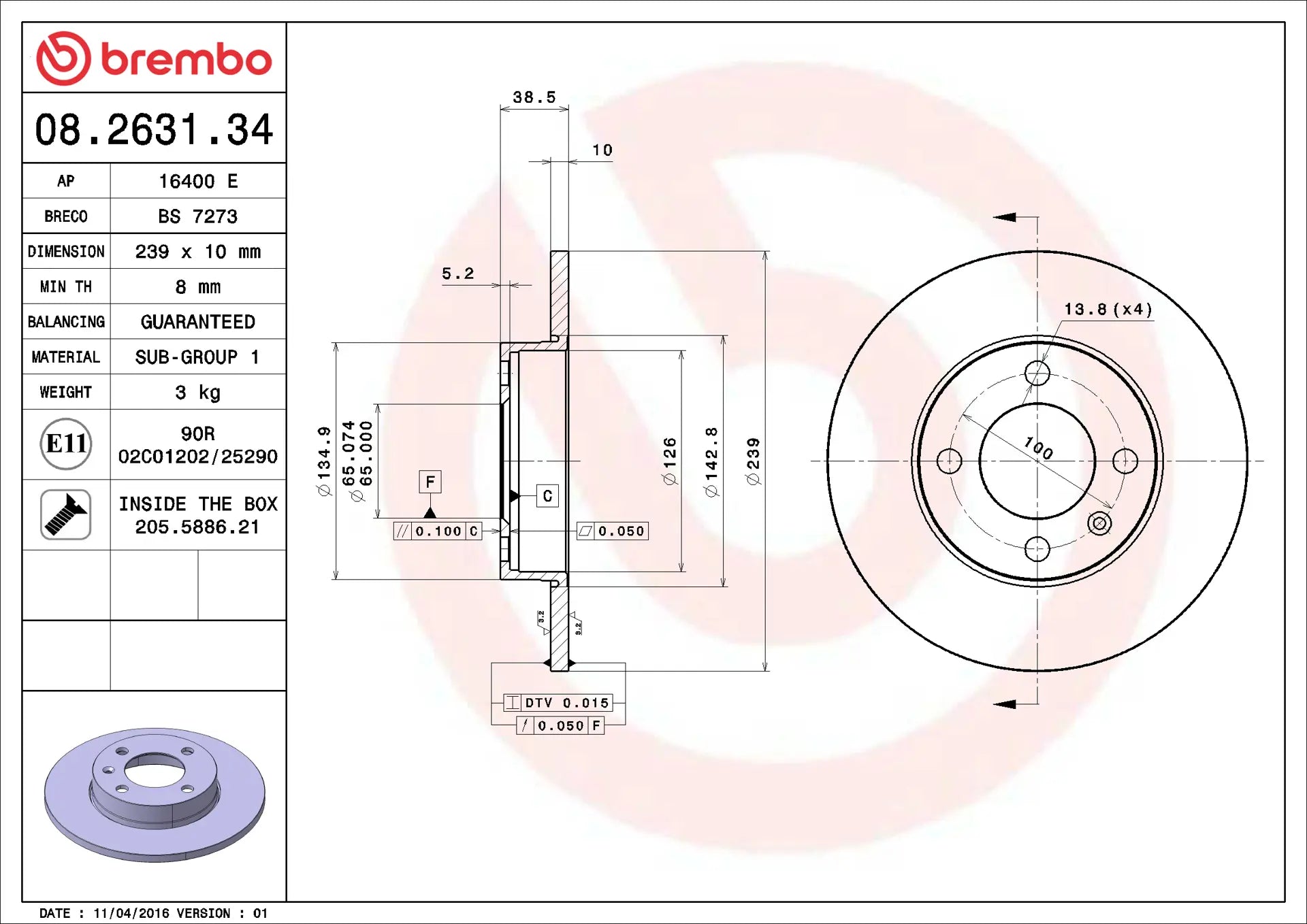 Brake Disc 08.2631.30