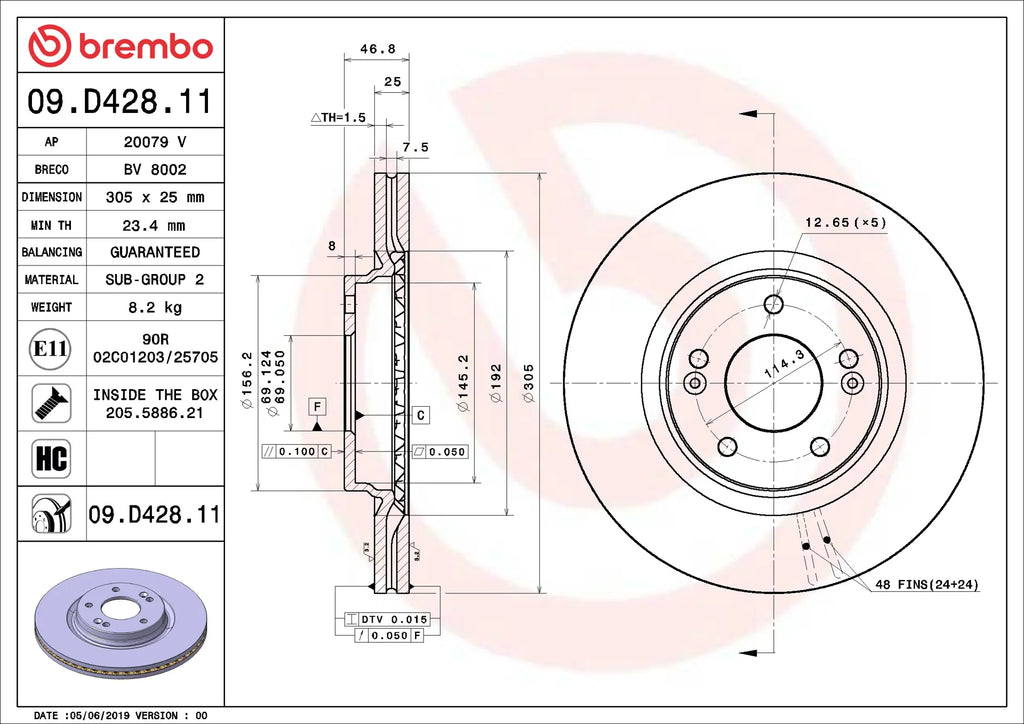 Brake disc Painted 09.D428.11