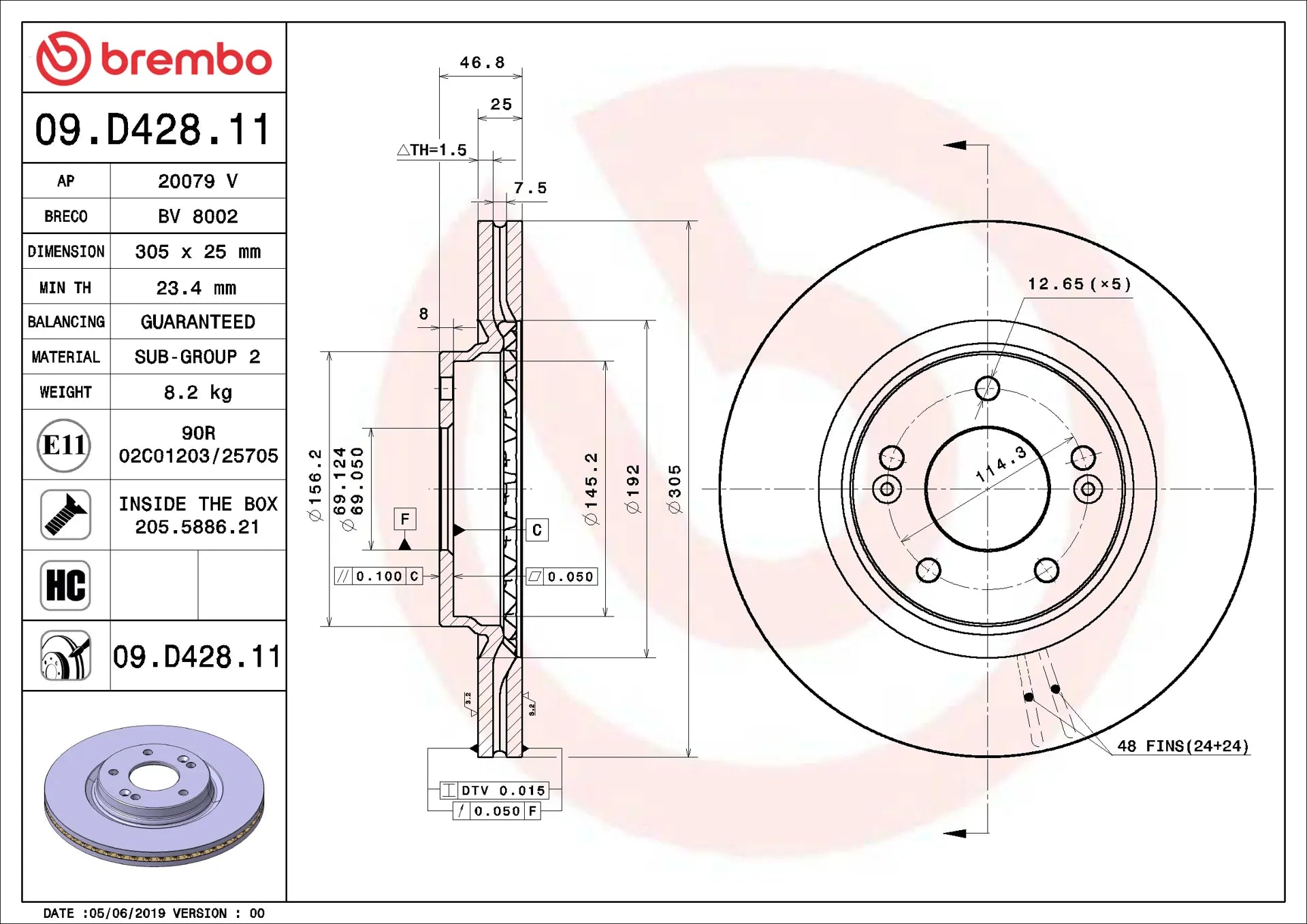 Brake disc Painted 09.D428.11