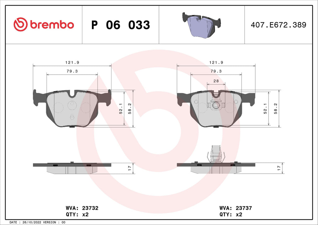 P06033 - Brake Pad Rear BMW E60 -