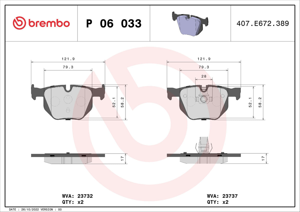 P06033 - Brake Pad Rear BMW E60 -