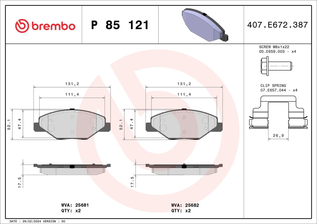 Brembo Brake Pad for VW Polo, Vento, Rapid
