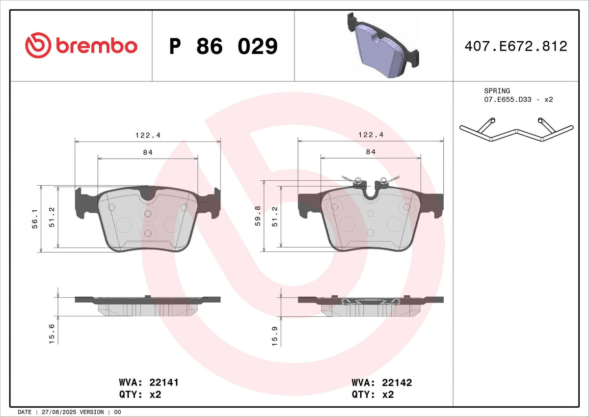 P86029 - Brake Pad - Jaguar Xe // Land Rover Discovery Sport - Front
